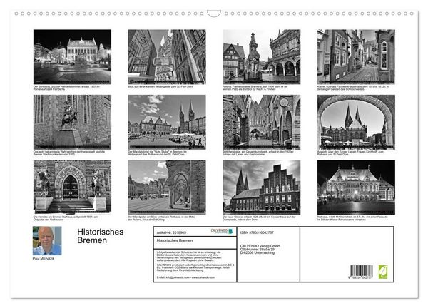 Produktbild: Historisches Bremen (Wandkalender 2026 DIN A2 quer), CALVENDO Monatskalender