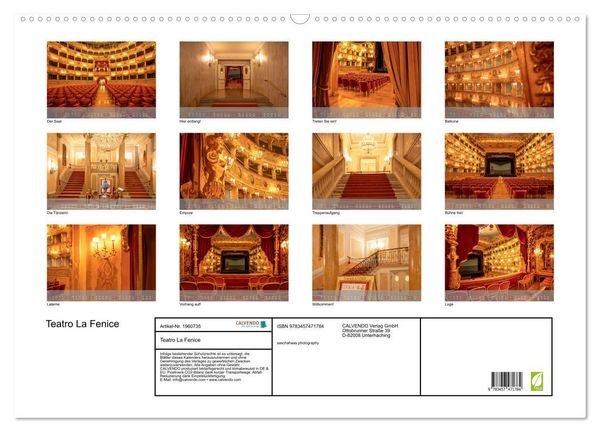 Produktbild: Teatro La Fenice (Wandkalender 2026 DIN A2 quer), CALVENDO Monatskalender