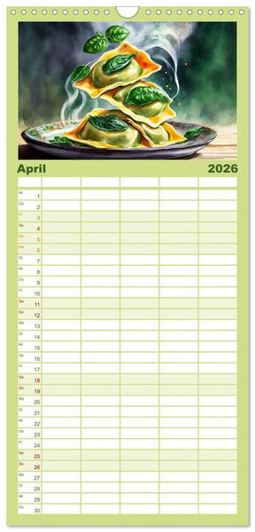 Produktbild: Familienplaner 2026 - Nudel Varianten mit 5 Spalten (Wandkalender, 21 x 45 cm) CALVENDO