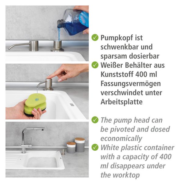Produktbild: Einbau Seifen- und Sp&uuml;lmittelspender Mod. Monti, Seifendosierer, 400 ml
