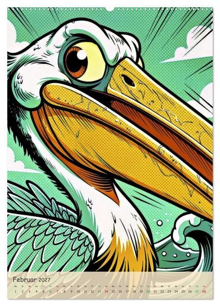 Produktbild: Lustige Pelikane - Comic (hochwertiger Premium Wandkalender 2027 DIN A2 hoch), Kunstdruck in Hochglanz