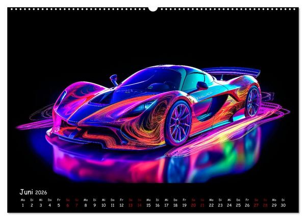 Produktbild: Futuristische Neon Cars (Wandkalender 2026 DIN A2 quer), CALVENDO Monatskalender