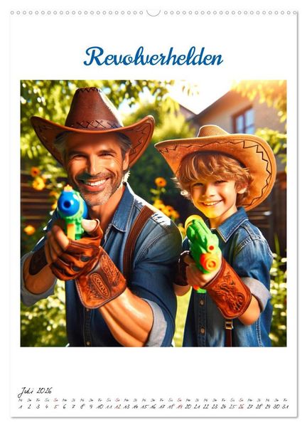 Produktbild: Wild-West Family - Yee-haw! K&uuml;nstliche Impressionen: Ein Jahr im Wilden Westen (Wandkalender 2026 DIN A2 hoch), CALVENDO Monatskalender
