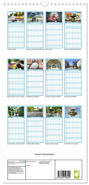 Produktbild: Familienplaner 2026 - Sch&ouml;ne Wasserspiele mit 5 Spalten (Wandkalender, 21 x 45 cm) CALVENDO