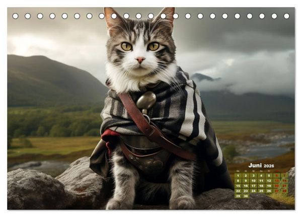 Produktbild: Schottische Katzenhelden (Tischkalender 2026 DIN A5 quer), CALVENDO Monatskalender