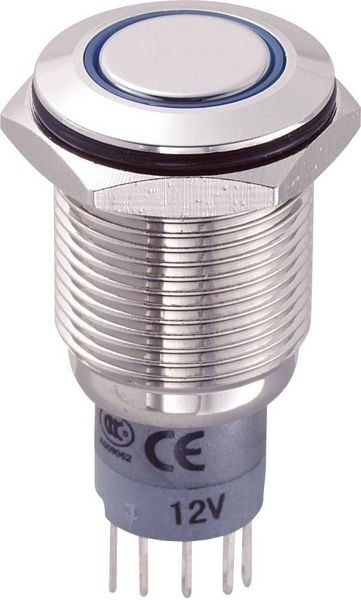Produktbild: TRU COMPONENTS 701857 LAS2GQF-11E/B/12V/N/P Vandalismusgesch&uuml;tzter Drucktaster 250 V/AC 3 A 1 x Ein/(Ein) tastend Blau IP67 1 St.