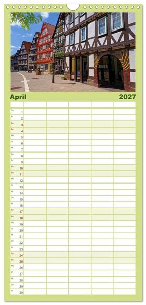 Produktbild: Familienplaner 2027 - Hofgeismar - Dornr&ouml;schenstadt und Fachwerkh&auml;user mit 5 Spalten (Wandkalender, 21 x 45 cm) CALVENDO