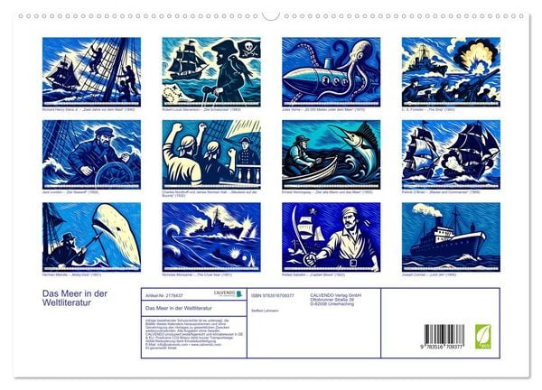 Produktbild: Das Meer in der Weltliteratur (hochwertiger Premium Wandkalender 2026 DIN A2 quer), Kunstdruck in Hochglanz