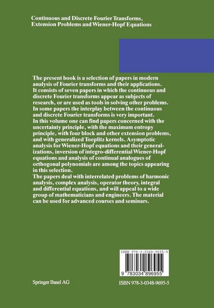 Produktbild: Continuous and Discrete Fourier Transforms, Extension Problems and Wiener-Hopf Equations