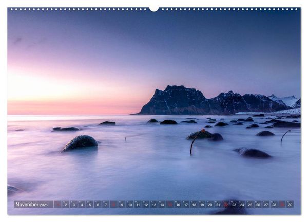 Produktbild: Lofoten - From Dusk Till Dawn (hochwertiger Premium Wandkalender 2026 DIN A2 quer), Kunstdruck in Hochglanz