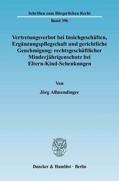 Produktbild: Allmendinger, J: Vertretungsverbot bei Insichgesch&auml;ften