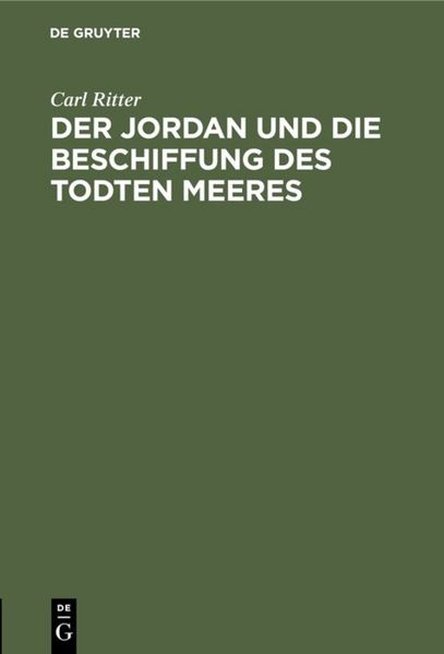 Produktbild: Der Jordan und die Beschiffung des Todten Meeres