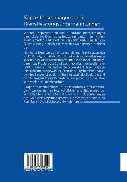 Produktbild: Kapazit&auml;tsmanagement in Dienstleistungsunternehmungen