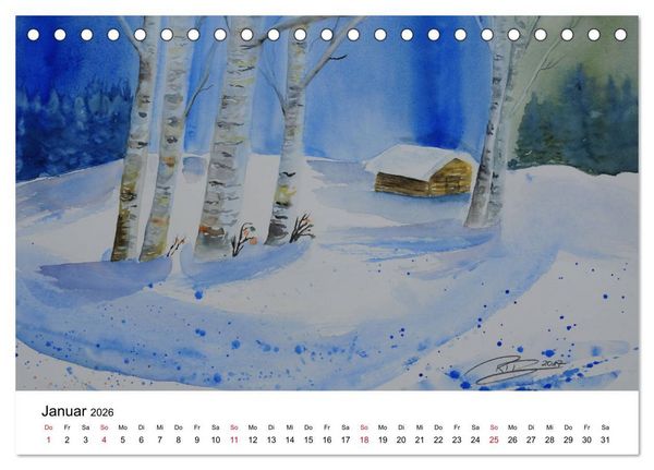 Produktbild: Landschafts-Aquarelle 2026 Roswita Ilona Baumann (Tischkalender 2026 DIN A5 quer), CALVENDO Monatskalender