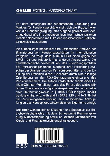 Produktbild: Die Bilanzierung von Pensionsgesch&auml;ften nach HGB, US-GAAP und IAS