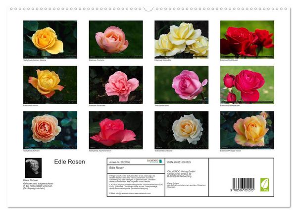 Produktbild: Edle Rosen (hochwertiger Premium Wandkalender 2026 DIN A2 quer), Kunstdruck in Hochglanz