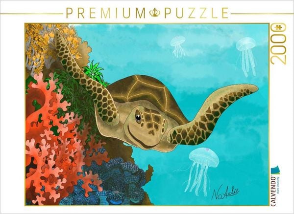 Produktbild: CALVENDO Puzzle Fr&ouml;hliche Meeresschildkr&ouml;te im Korallenriff | 2000 Teile Lege-Gr&ouml;&szlig;e 90x67cm Foto-Puzzle f&uuml;r gl&uuml;ckliche Stunden