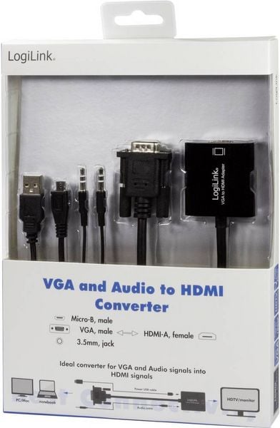 Produktbild: LogiLink CV0060 Video-Konverter - Kabel - Audio / Multimedia / Digital / Daten / Digital / Display / Video 0,2 m - Schwarz