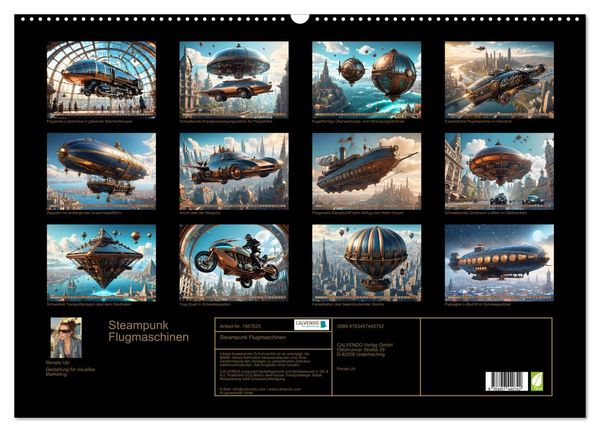 Produktbild: Steampunk Flugmaschinen (Wandkalender 2026 DIN A2 quer), CALVENDO Monatskalender