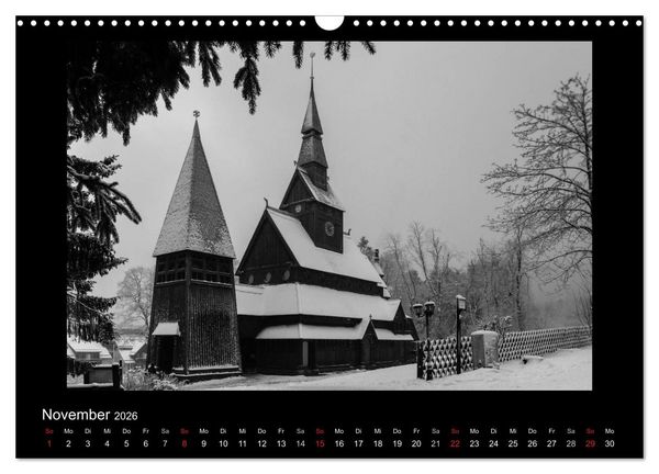 Produktbild: Harz-Bilder in monochrome (Wandkalender 2026 DIN A3 quer), CALVENDO Monatskalender