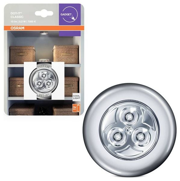 Produktbild: OSRAM HOMELIGHTING DOT-it Classic Silver 4099854531293 LED-Nachtlicht Kaltwei&szlig; Silver