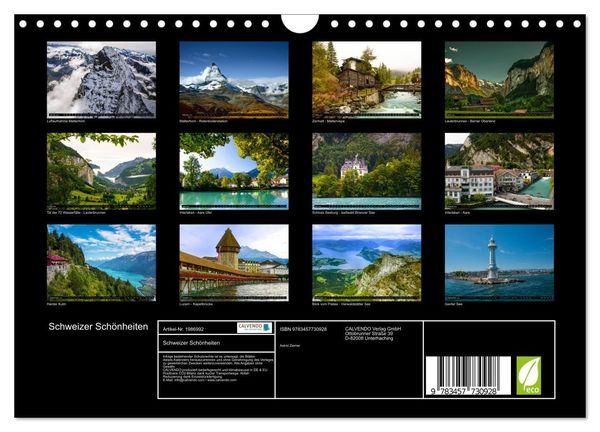 Produktbild: Schweizer Sch&ouml;nheiten (Wandkalender 2026 DIN A4 quer), CALVENDO Monatskalender