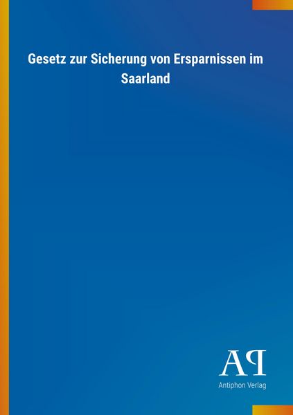 Produktbild: Gesetz zur Sicherung von Ersparnissen im Saarland
