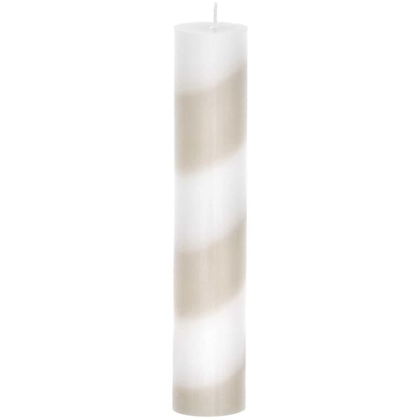 Produktbild: Stabkerze, gestreift, Beige/Wei&szlig;,4 x 20 cm, 226 g, Brenndaue