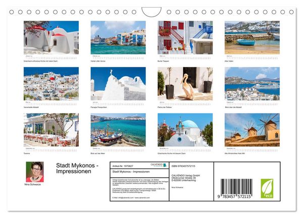 Produktbild: Stadt Mykonos - Impressionen (Wandkalender 2026 DIN A4 quer), CALVENDO Monatskalender