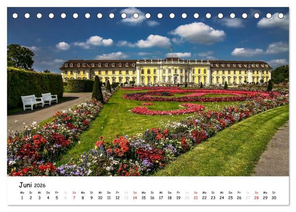 Produktbild: Schl&ouml;sser und G&auml;rten S&uuml;ddeutschland (Tischkalender 2026 DIN A5 quer), CALVENDO Monatskalender