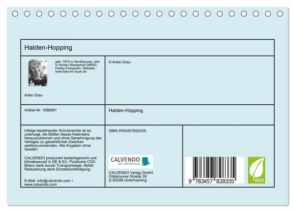 Produktbild: Halden-Hopping (Tischkalender 2026 DIN A5 quer), CALVENDO Monatskalender