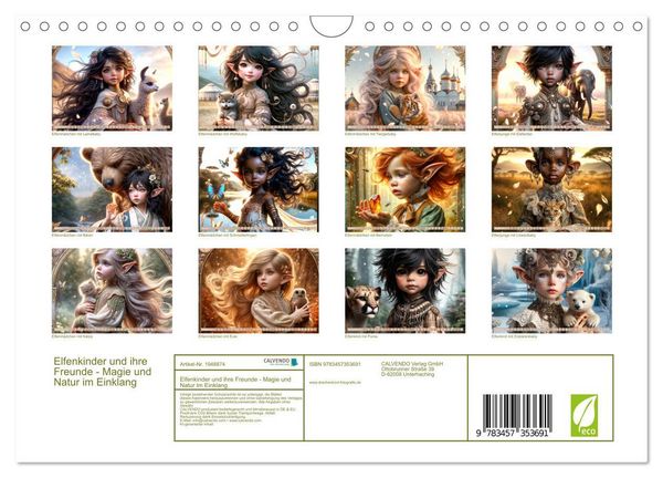 Produktbild: Elfenkinder und ihre Freunde - Magie und Natur im Einklang (Wandkalender 2026 DIN A4 quer), CALVENDO Monatskalender
