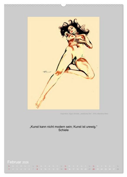 Produktbild: EROTISCHE BODYPAINTING ZITATE - HOMMAGE AN KLIMT, SCHIELE UND PICASSO (hochwertiger Premium Wandkalender 2026 DIN A2 hoch), Kunstdruck in Hochglanz