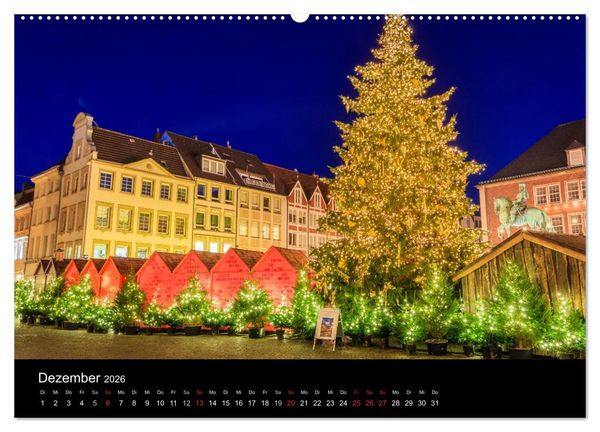 Produktbild: D&uuml;sseldorf bei Nacht (Wandkalender 2026 DIN A2 quer), CALVENDO Monatskalender