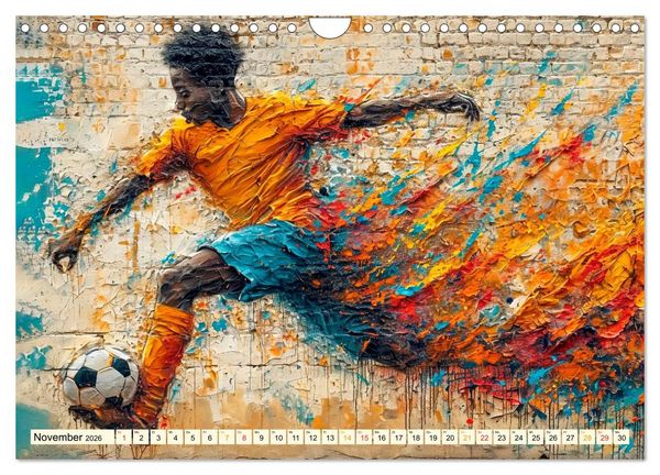 Produktbild: Fu&szlig;ball Graffiti - sportliche Kunst (Wandkalender 2026 DIN A4 quer), CALVENDO Monatskalender