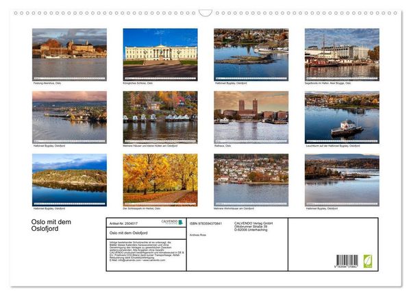 Produktbild: Oslo mit dem Oslofjord (Wandkalender 2027 DIN A2 quer), CALVENDO Monatskalender