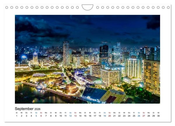 Produktbild: Singapur - Asiatische Metropole bei Nacht (Wandkalender 2026 DIN A4 quer), CALVENDO Monatskalender