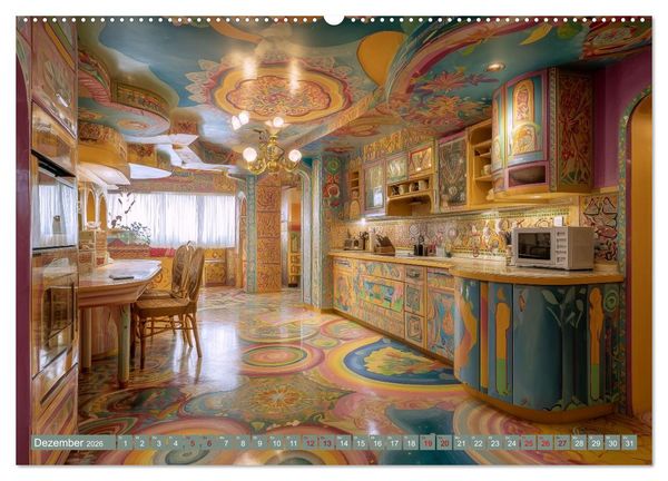 Produktbild: Fantastische K&uuml;chenarchitektur. KI-Design zum Staunen (hochwertiger Premium Wandkalender 2026 DIN A2 quer), Kunstdruck in Hochglanz