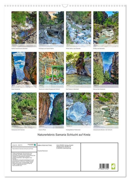 Produktbild: Naturerlebnis Samaria Schlucht auf Kreta (Wandkalender 2026 DIN A2 hoch), CALVENDO Monatskalender