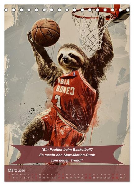 Produktbild: Der tierisch lustige Basketball-Kalender (Tischkalender 2026 DIN A5 hoch), CALVENDO Monatskalender