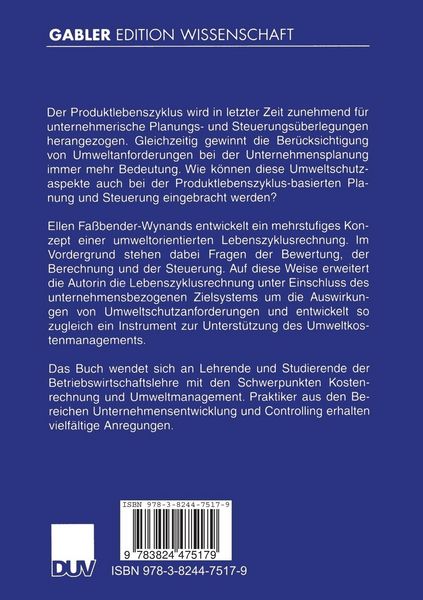 Produktbild: Umweltorientierte Lebenszyklusrechnung