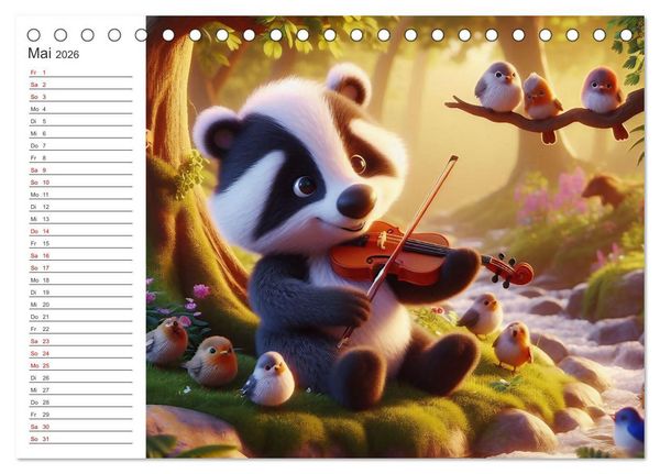 Produktbild: Musikalische Waldtiere (Tischkalender 2026 DIN A5 quer), CALVENDO Monatskalender