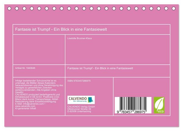Produktbild: Fantasie ist Trumpf - Ein Blick in eine Fantasiewelt (Tischkalender 2026 DIN A5 quer), CALVENDO Monatskalender