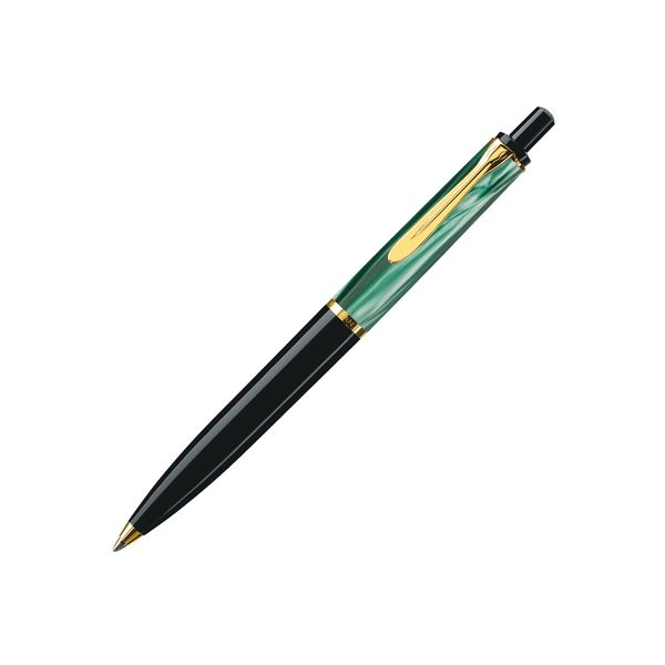 Pelikan Kugelschreiber Classic K200, Grün-Marmoriert, Edelharz mit vergoldeten Zierelementen, in Großraummine
