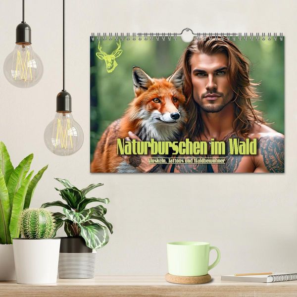 Produktbild: Naturburschen im Wald - Muskeln, Tattoos und Waldbewohner (Wandkalender 2026 DIN A4 quer), CALVENDO Monatskalender