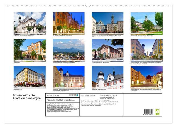 Produktbild: Rosenheim - Die Stadt vor den Bergen (Wandkalender 2027 DIN A2 quer), CALVENDO Monatskalender