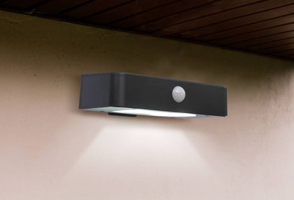 Produktbild: Sygonix SY-4677502 Solar-Au&szlig;enwandleuchte mit Bewegungsmelder SMD LED 1W Schwarz