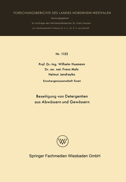 Produktbild: Beseitigung von Detergentien aus Abw&auml;ssern und Gew&auml;ssern