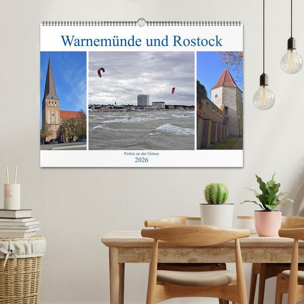 Produktbild: Warnem&uuml;nde und Rostock, Perlen an der Ostsee (Wandkalender 2026 DIN A2 quer), CALVENDO Monatskalender