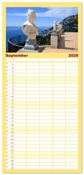 Produktbild: Familienplaner 2026 - Sehnsuchtsort Amalfik&uuml;ste mit 5 Spalten (Wandkalender, 21 x 45 cm) CALVENDO